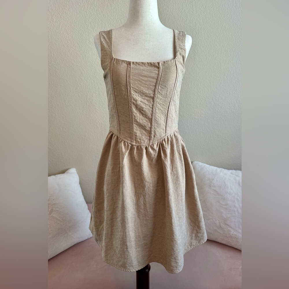 Kirious Los Angles Corset Style Mini Dress Women’s Small Beige Coquette